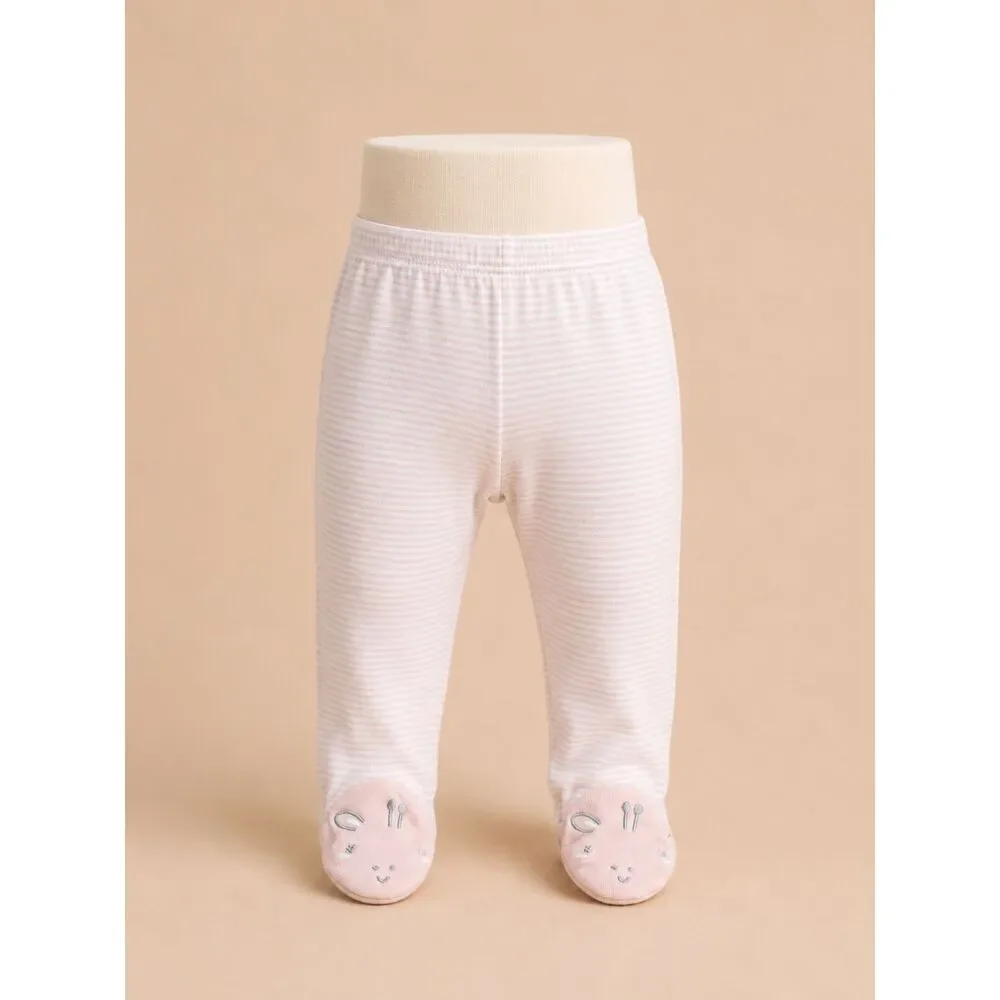 Carter's Baby Girl Pink Stripe Bunny Footed Leggings 9M Soft Cotton Pajama Pants
